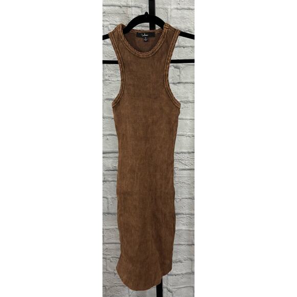 Lulus Sz Large Brown/Rust Washed‎ Ribbed Stretch Tank Dress NWT - Picture 1 of 4